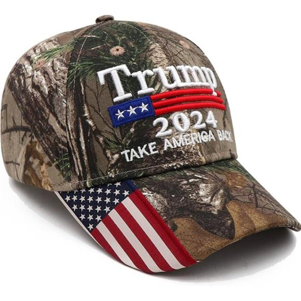 Camo Trump 2024 Hat Donald Trump‎ Embroidery Adjustable Baseball Cap for Men